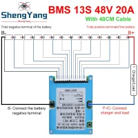 BMS 13S 48V 20A Lmo Ternary Li-ion ลิเธียม 18650 คณะกรรมการป้องกันการชาร์จแบตเตอรี่พร้อมแผงระบายความร้อนพอร์ตทั่วไป 2-in-1