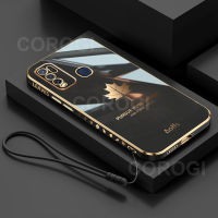 สำหรับ Vivo Y30 (4G) สายคล้องแบบมีเคสหรูหราเคลือบ6D เคลือบเงากันชนสี่เหลี่ยมเคสโทรศัพท์ฝาหลังป้องกันซิลิโคนแบบนิ่ม