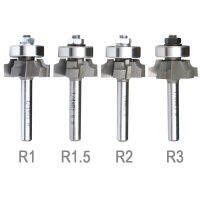 1/4 Shank R1/1.5/2/3 Milling Router ดอกสว่านกับรองลื่นไม้พีวีซี ABS Router ขอบทริมเมอร์งานไม้ปัดเศษมุมสี่ TeethTrimming บิต