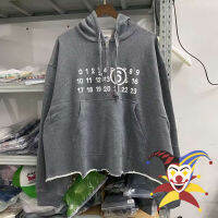 Cardigans MM6 Margiela Hoodie 1:1ที่มีคุณภาพสูงสีเทาขนแกะสีดำ Pullover คลุมด้วยผ้า