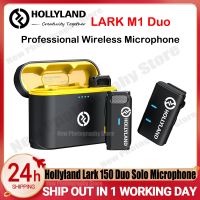 Hollyl Lark คู่ M1ไร้สายลาวาเลียร์2.4Ghz พร้อมเคสชาร์จสำหรับการสัมภาษณ์ไมโครโฟนถ่ายทอดสด