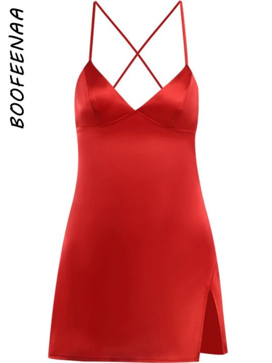 boofeenaa-ชุดเดรสผ้าซาตินสำหรับผู้หญิง-ชุดเดรสชุดกระโปรงสั้นโชว์หลังคล้องคอ2023ชุดสำหรับใส่ไปคลับ-c66-bc10