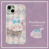 น่ารักลายกระต่ายสีม่วงพร้อมเคสเคสโทรศัพท์แบบตั้งได้เข้ากันได้กับ iPhone 14 13 12 Pro Max 11 14Promax เคสฝาหลังกันกระแทก