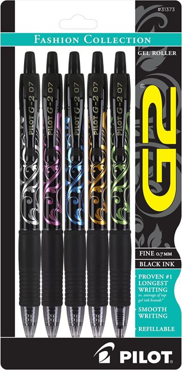Pilot, G2 Premium Gel Roller Pens, Fine Point 0.7 mm, Mosaic Collection, Assorted Colors, Pack of 4