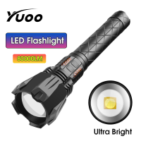 YUOO ไฟฉุกเฉิน80000LM ความสว่างสูง1000วัตต์ซูมได้5ไฟฉายโหมด LED ชาร์จไฟได้ USB ตะเกียงตั้งแคมป์กันน้ำ