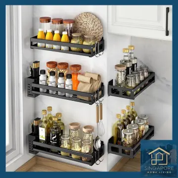 1pc Punch-free Iron Kitchen Spice Bottle Storage Rack, Cabinet Door Wall  Hanging Spice Rack