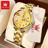 ❁♧ Olevs Watch Women Jam Tangan Perempuan Wanita Golden Stainless Steel Watch Women Date Arabic Elegant Leather Luminous Numerals Lady Wristwatch Quartz Analog Womens