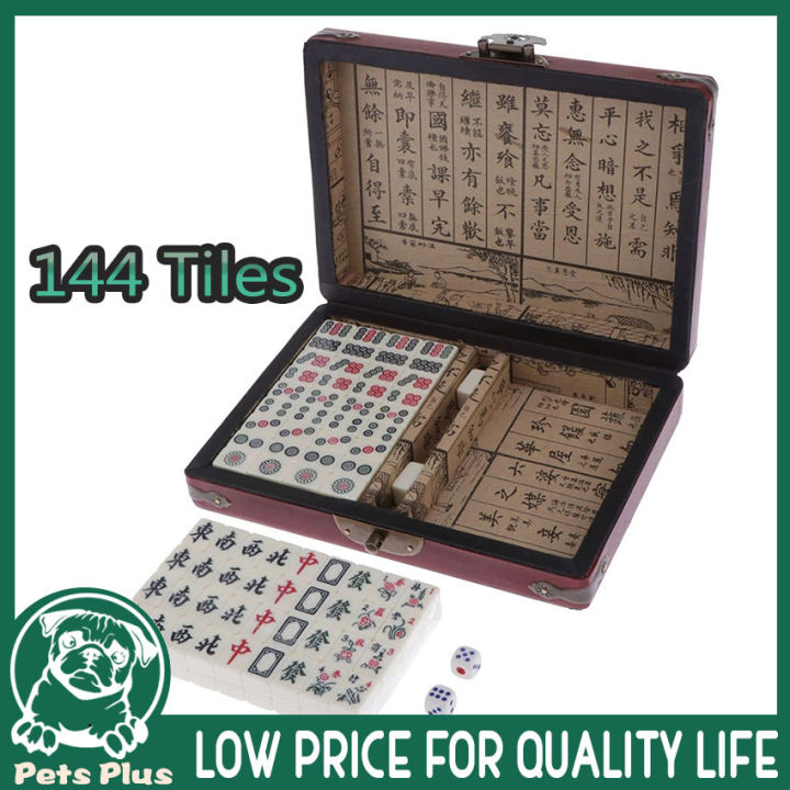 144 Tiles Chinese MahJong Game Set Retro Mah-Jong Fun Family Board