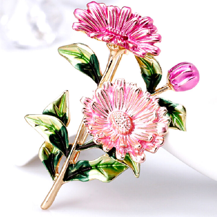 shiqinbaihuo-ดอกไม้เข็มกลัดของขวัญงานแต่งงานเครื่องประดับเข็มกลัดคอเสื้อหมุดเข็มกลัดดอกเดซี่ลงยา