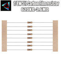 Prevent2023 Ash 100pcs 18W 0.125W 5 Carbon Film Resistor 620K 680K 750K 820K 910K 1 M 1.2M 1.5M 1.8M 2M 2.4M 2.7M 3M 3.3M 3.6M 10M ohm