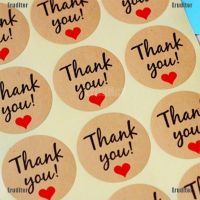 สติกเกอร์กระดาษคราฟท์ ลายหัวใจ thank you สําหรับตกแต่งขนมหวาน 60 ชิ้น