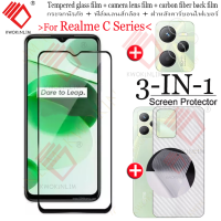 (3 in 1)For OPPO Realme C35 Realme C11 C35 C33 C31 C30 C25 C25s C21 C20 C15 C12 ฟิล์มกระจกนิรภัย Tempered Glass ฟิล์มกระจกกันรอยกล้องหลัง+เลนส์กล้องถ่ายรูปฟิล์ม+ฟิล์มหลัง