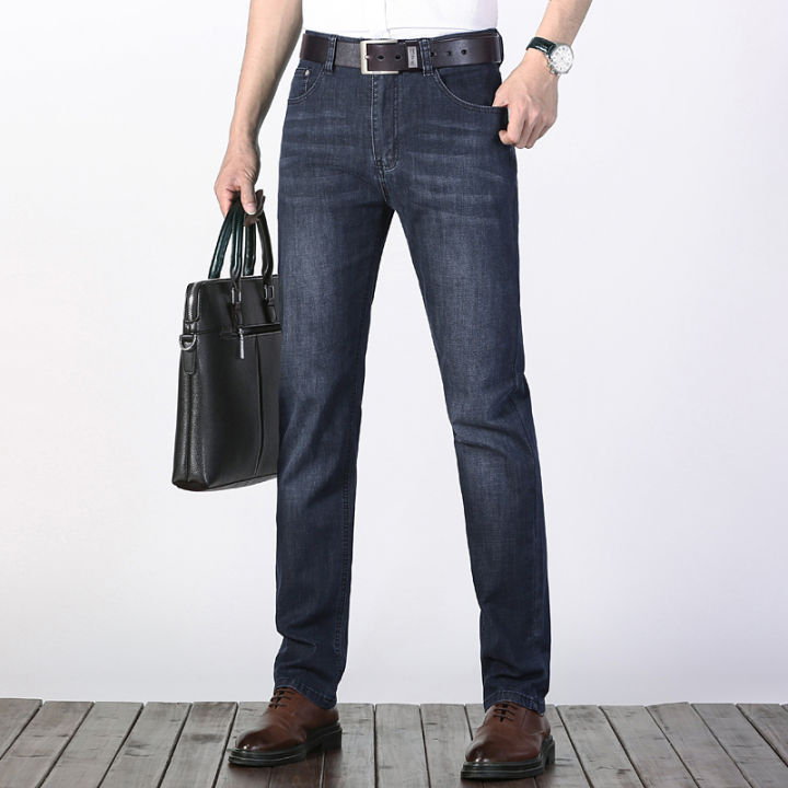 stock-original-armanis-กางเกงยีนส์ผู้ชายสไตล์คลาสสิกธุรกิจขั้นสูงยืดเข้ารูปแบบปกติกางเกงยีนส์เดนิมกางเกงขายาวผู้ชายth