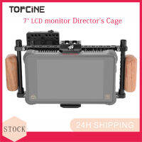 กรงของผู้กำกับ TOPCINE สำหรับจอภาพกล้องกรงเหมาะกับจอมอนิเตอร์ LCD 7 "มือถือถ่ายภาพได้อย่างสะดวกสบายพร้อมที่จับด้ามจับคู่ไม้ติดตั้งแบตเตอรี่