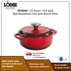 Lodge Ec1d43 Enameled Cast Iron Dutch Oven 1.5-Quart Red