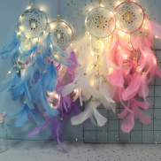 Blossom Vòng bắt giấc mơ có đèn LED và lông vũ dùng để trang trí phòng ngủ
