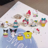 Sanrio Brooches Cartoon Hello Kitty Kuromi Mymelody Cinnamoroll Brooch Badges Kawaii Scarf Buckle Metal Pin Jewelry Anime Gift