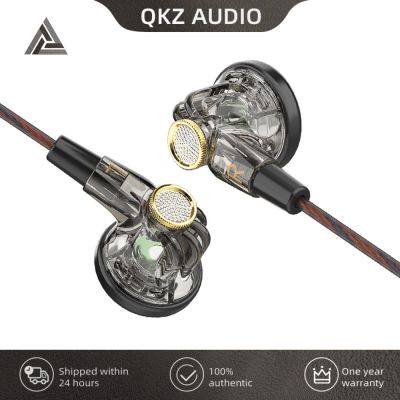 QKZ MDR พลังรับส่งคลื่นวิทยุที่มีประสิทธิภาพสูงหูฟังแบบสอดในหูเอียร์บัดจอภาพของ DJ แบบมีสาย3.5มม. ตัดเสียงรบกวนกีฬาเพลงกีฬาพร้อมไมโครโฟนหูฟังเซลล์ HD