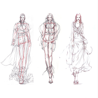 Fashion Ruler Fashion Line Drawing Human Dynamic Template for Cloth Rendering 25.6cm Woman Costume Designer Sewing Ruler