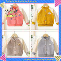 【จัดส่งรวดเร็ว?】 Jaket Baseball อบอุ่นการเรียงขนแกะเสื้อเสื้อคาร์ดิแกนมีสายรัดหน้าอกเดี่ยวสำหรับเด็กชายเด็กหญิง1-5ปี