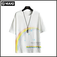 VUUG Summer Men S Loose Round Neck Five-Point Short-Sleeved T-Shirt เสื้อยืดผ้าฝ้ายสไตล์ฮ่องกง