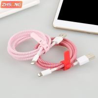 ZHSONG 1.4m warna kabel ponsel tali pelindung Anti-break pegas tali pelindung untuk kabel pengisian USB Earphone Data Winder