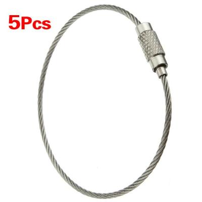 Stainless Steel Screw Locking Wire Keychain Cable Key Rings Outdoor Accessory