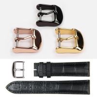 “：{ Stainless Steel Middle Brushed Watch Pin Buckle 10/12/14/16/18/20/22Mm Silver  Black Leather Watchband Strap Clasp Accessory