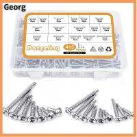 GEORG 415Pcs สีดำสีดำ สกรูเกลียวปล่อย #6 #8 #10 เหล็กไร้สนิม ชุดแยกสกรู ทนทานต่อการใช้งาน สกรูโลหะแผ่น โลหะพลาสติก