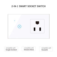 เต้ารับติดผนังอัจฉริยะ Wi-Fi 95-250V พร้อมสวิตช์ไฟ2แก๊งค์สัมผัส1ชุดสวิตช์ไฟแอปรีโมทคอนโทรลชีวิตอัจฉริยะการควบคุมด้วยเสียงการควบคุมแบบสัมผัสเข้ากันได้กับ Alexa Google Assistant ปลั๊กสวิตช์อัจฉริยะ Wi-Fi มาตรฐานเรา