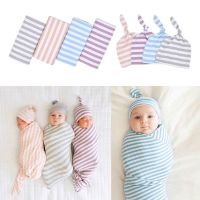 OMG★New Cotton Baby Blankets Printed Newborn Infant Sleeping Swaddle Muslin Wrap +Hat 2PCS