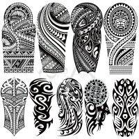 【YF】 Large Totem Temporary Tattoos For Adults Men Realistic Maori Thorns Armbands Waterproof Fake Tattoo Stickers Arm Body Tatoos 3D