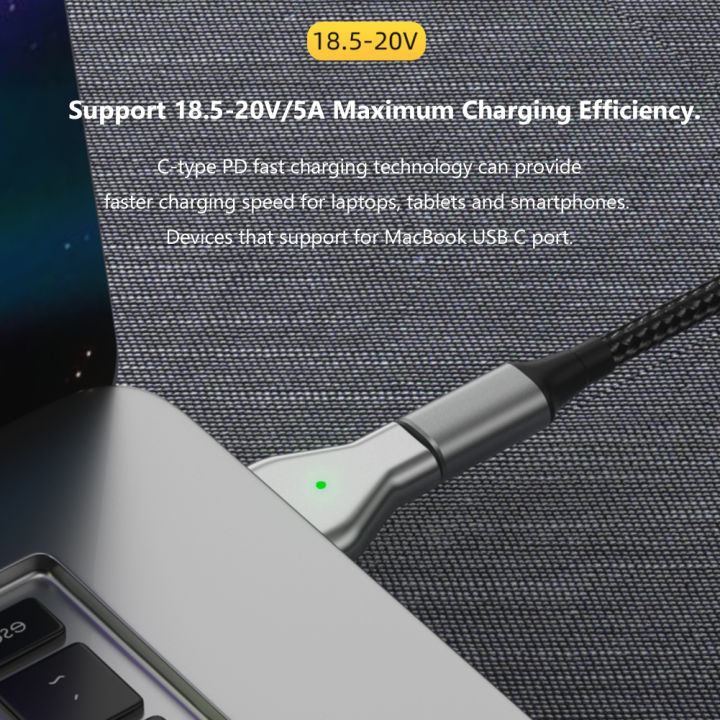 ประเภท-c-อะแดปเตอร์-usb-pd-แม่เหล็กสำหรับ-apple-magsafe-1-magsafe-2-macbook-pro-usb-c-หญิง-fast-charging-magnet-plug-converter-kdddd