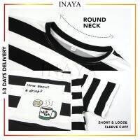 ReadyStock INAYA Korean Short-sleeve Loose Oversized Blouse Stripes T-shirt Baju T-shirt Lengan PendekDR00123