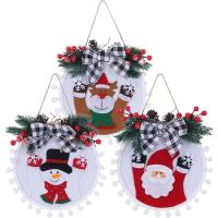 Welcome Sign Wreaths Christmas Front Door Signs with Santa Claus Snowman Elk Housewarming Decor Fabric Round Rustic Holiday Ornaments for Wall Porch Christmas Tree Front Door Window modern