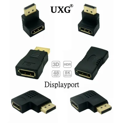 UP Down Displayport Adapter Left Right Angled DP Adapter 4k/60Hz 2K/144Hz Pass Through 90 Degree Angle Displayport 1.2 Converter