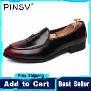 PINSV Formal Shoes for Men Leather Casual Shoes Slip-on & Pull-on Shoes