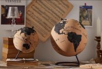 ลูกโลก ไม้คอก เสริมฮวงจุ้ย cork wood ปักหมุด ปักรูปภาพ ตกแต่งบ้าน ไซด์ใหญ่ 25 Cm globe lamp earth map home décor วินเทจ