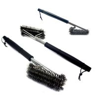 Grill Cleaning Brush BBQ tool Grill Brush 3 Stainless Steel Brushes In 1 Provides Effortless Cleanin pizza furnace stove brush