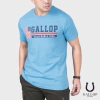 GALLOP : เสื้อยืดผ้าคอตตอนพิมพ์ลาย Graphic Tee รุ่น GT9106 สีฟ้า