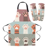 Cat Paw Animal Cartoon Apron Oversleeve Oven Gloves Pads Cooking Baking Kitchen Aprons for Women Kids Aprons