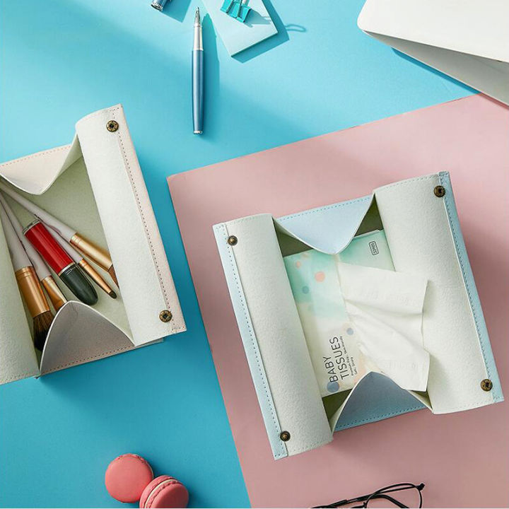 กล่องใส่กระดาษทิชชู่หนัง-pu-สไตล์นอร์ดิก-กล่องใส่กระดาษทิชชู่สำหรับห้องนั่งเล่นห้องนอนโต๊ะรับประทานอาหาร