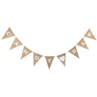 Candy Bar Burlap Triangle Hanging Banner Wedding Christmas DIY Party Decorations Garden Flag Garland Bunting Sign Banners Streamers Confetti