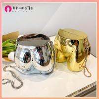 MN-NAILS สายคล้องโซ่ กระเป๋า Crossbody สีทอง รูปร่างก้น กระเป๋าถือโซ่อะคริลิค ทนทานต่อการใช้งาน ถุงเก็บลิปสติก ผู้หญิงผู้หญิงผู้หญิง