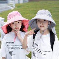 2023 New Children Solid Color Sun Hat Summer Kids Outdoor Neck Ear Cover Beach Caps Kids Travel Flap Cap for Children Cups