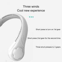 【YF】 Air Cooler Mute Usb Electric Fan Leafless Lazy Hanging Neck Small Folding Portable 3 Gears Adjustable