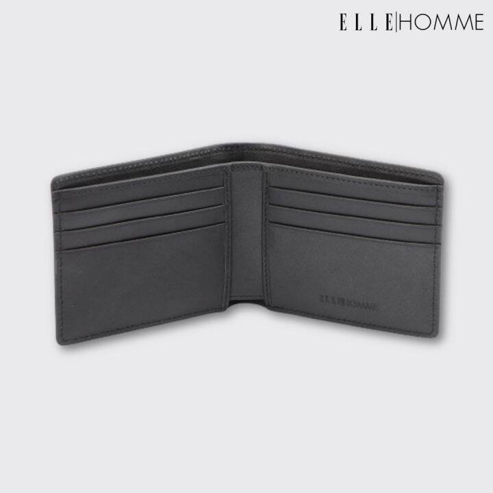 elle-homme-กระเป๋าสตางค์หนังวัวแท้-สไตล์-business-แบบพับสั้น-สีดำ-รุ่น-w8w001