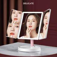 กระจกโต๊ะแต่งหน้าพร้อมไฟ LED กระจกขนาดเล็กพร้อมฐาน Lighted Up Table Square Shape Vanity Mirror For Traveling T5EF