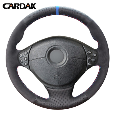 CARDAK DIY Black Leather Suede Car Steering Wheel Covers for BMW E39 5 Series 1999-2003 E46 3 Series 1999-2005 E53 X5 E36 Z3