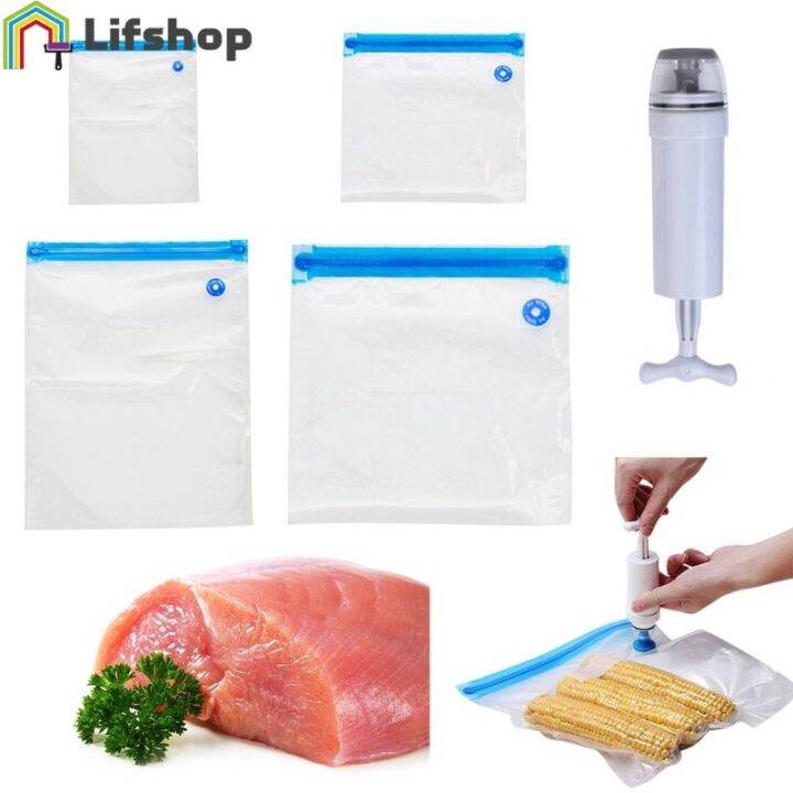 Food Vacuum Compressed Bag/Reusable freezer Sealed bags with Hand Pump